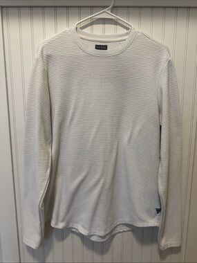 GUESS White Ribbed Crewneck Long Sleeve Top